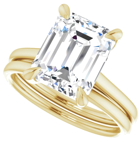 14K Yellow  10x8 mm Emerald Solitaire Engagement Ring Mounting (10)