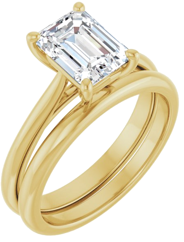 18K Yellow 8x6 mm Emerald Solitaire Engagement Ring Mounting (6)