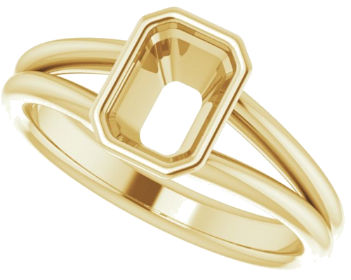 Sužadėtuvių Žiedas „Bezel-Set Solitaire“ 585 Geltonojo Aukso Emerald 7mm x 5mm (5)