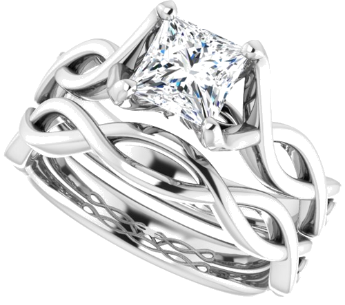 Sužadėtuvių Žiedas „Solitaire Rope“ 14k white gold Square 5.5mm (10)