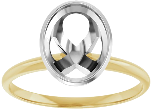 14K Yellow White 9x7 mm Oval Solitaire Engagement Ring (3)