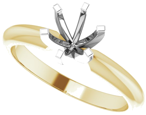 14K Yellow   White 5.7-6 mm Round 6-Prong Solitaire Ring Mounting (5)