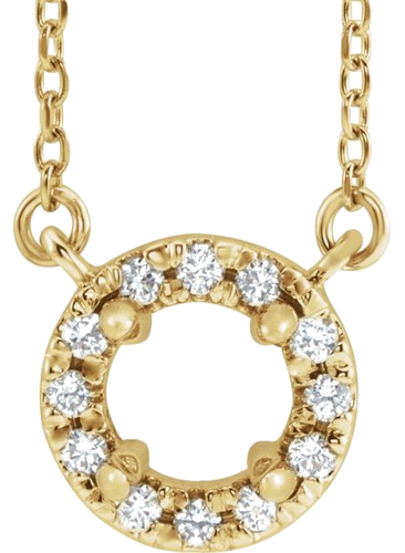 14K Yellow 3.5 mm Round .03 CTW Natural Diamond Semi-Set 16  Necklace (1)