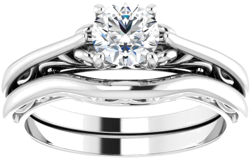 14K White 5.2 mm Round Engagement Ring Mounting (18)