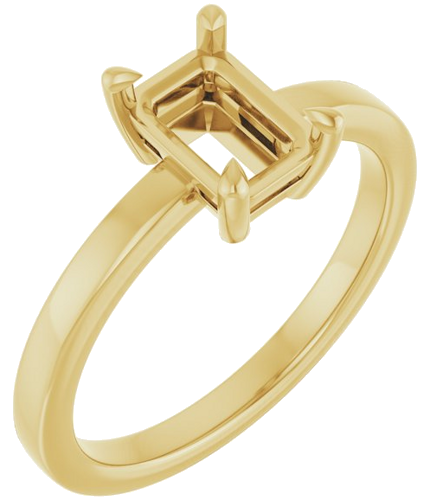 14K Yellow 7x5 mm Emerald Solitaire Engagement Ring Mounting (1)