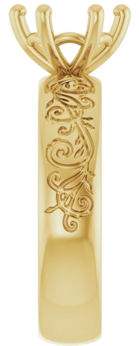 Sužadėtuvių Žiedas „Solitaire Floral“ 14k yellow gold Round 7.4mm (4)
