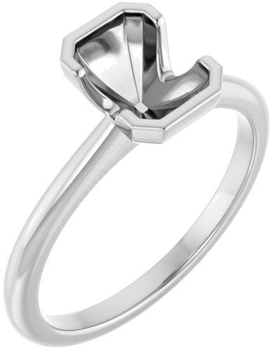 Sužadėtuvių Žiedas „Half-Bezel“ 14k white gold Emerald 7mm x 5mm (1)