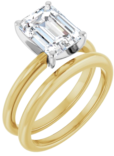 14K Yellow   White  9x7 mm Emerald Solitaire Engagement Ring Mounting (6)