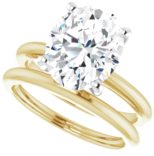 Sužadėtuvių Žiedas „Solitaire“ 750 Geltonojo Aukso Ir 950 Platinos Oval 11mm x 9mm (10)