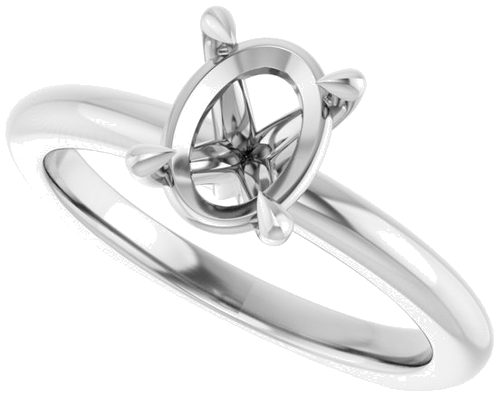 Sužadėtuvių Žiedas „Claw-Prong Euro Shank“ 14k white gold Oval 8mm x 6mm (5)
