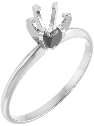 14K White 5.0-5.3 mm Round 6-Prong Solitaire Engagement Ring Mounting (1)