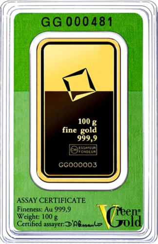 100 г Инвестиционный золотой слиток Green Gold Valcambi (3)