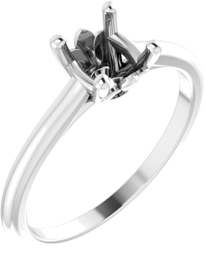 Sužadėtuvių Žiedas „Solitaire Fleur De Lis“ 585 Baltojo Aukso Round 6.5mm (1)