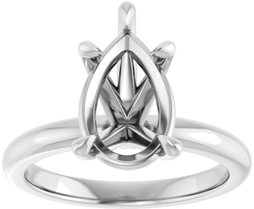 Sužadėtuvių Žiedas 585 Baltojo Aukso Pear Shape 12mm x 8mm (3)