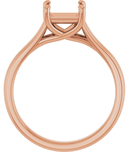 14K Rose 6 mm Square Solitaire Engagement Ring Mounting (2)