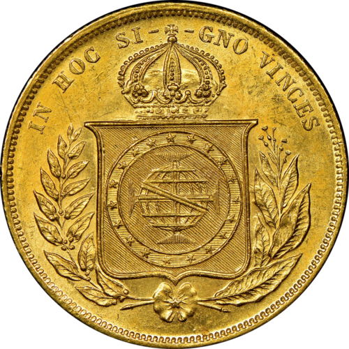 10000 Reis Petrus II (1853-1889) Brazilian Empire Gold Coin (2)