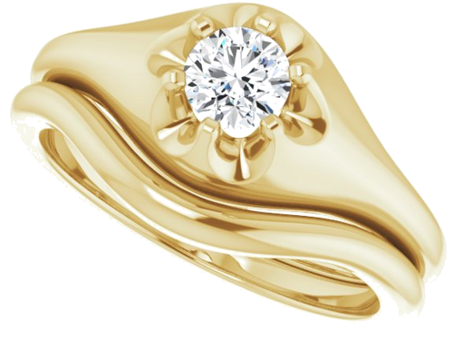 Sužadėtuvių Žiedas „Solitaire Belcher“ 14k yellow gold Round 4.4mm (10)