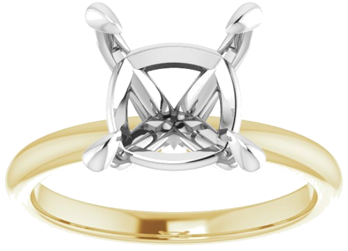 Sužadėtuvių Žiedas „Solitaire“ 14k yellow/white gold Cushion 9mm (3)