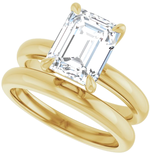 14K Yellow 9x7 mm Emerald Solitaire Engagement Ring Mounting (10)