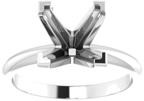 14K White 8 mm Square V-End 4-Prong Engagement Ring Mounting (3)