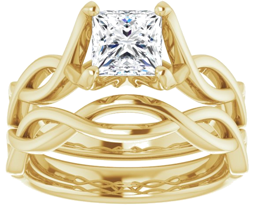 Sužadėtuvių Žiedas „Solitaire Rope“ 14k yellow gold Square 5.5mm (8)