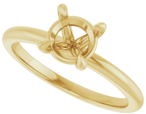 14K Yellow 6.5 mm Round Solitaire Engagement Ring Mounting (5)