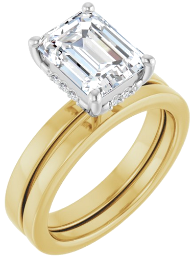 Sužadėtuvių Žiedas „Hidden Halo-Style“ 14k yellow/white gold Emerald 9mm x 7mm (6)