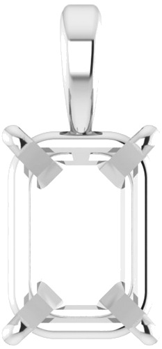 14K White 8.5x6 mm Emerald 4-Prong Pendant Mounting (1)