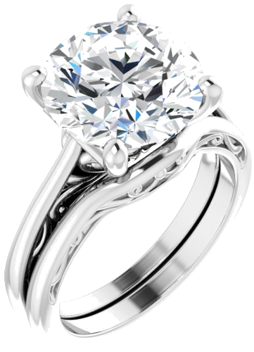 Sužadėtuvių Žiedas „Solitaire“ 14k white gold Round 11mm (6)
