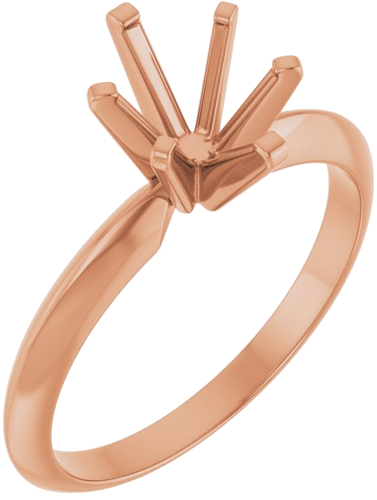 14K Rose 8x6 mm Oval 6-Prong Solitaire Engagement Ring Mounting (1)