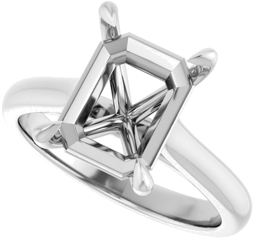 Sužadėtuvių Žiedas „Claw-Prong“ 14k white gold Emerald 10mm x 8mm (5)