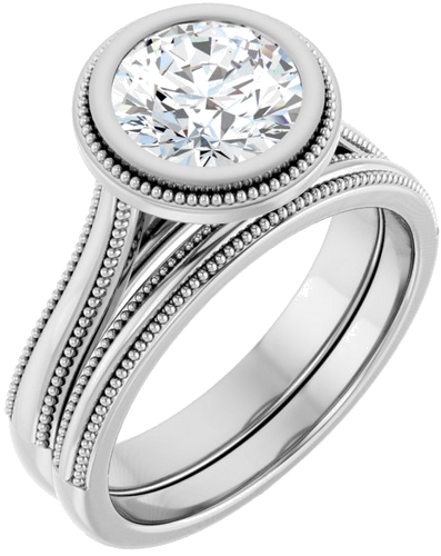 14K White 7.4 mm Round Engagement Ring Mounting (6)