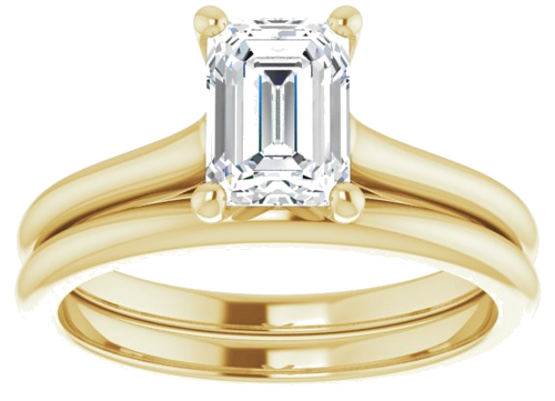 18K Yellow 7x5 mm Emerald Solitaire Engagement Ring Mounting (8)