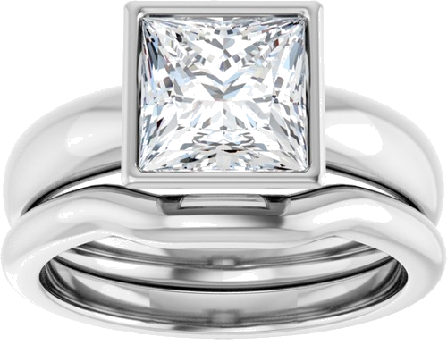 Sužadėtuvių Žiedas „Bezel-Set Solitaire“ 585 Baltojo Aukso Square 7mm (8)