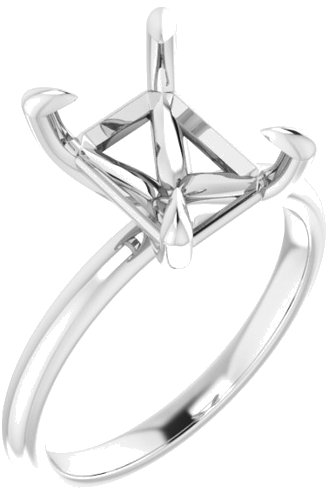 14K White  10x8 mm Emerald Solitaire Engagement Ring Mounting (1)