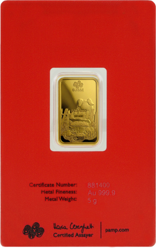 5 г Инвестиционный золотой слиток Год Свиньи PAMP (3)
