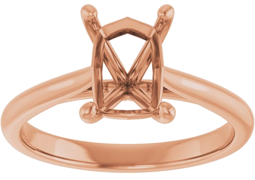 Sužadėtuvių Žiedas „Solitaire“ 585 Rožinis Aukso Emerald 8mm x 6mm (3)