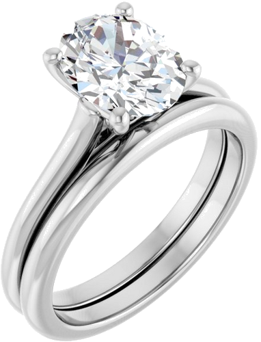 10K White 9x7 mm Oval Solitaire Engagement Ring Mounting (6)