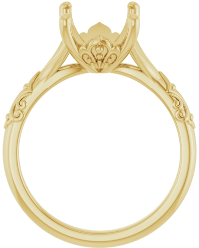 Sužadėtuvių Žiedas „Solitaire Sculptural“ 14k yellow gold Emerald 10mm x 8mm (2)