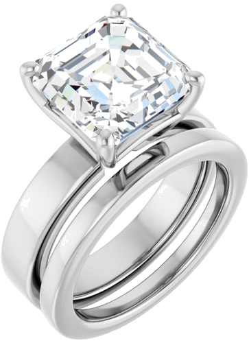 Sužadėtuvių Žiedas „Solitaire“ 585 Baltojo Aukso Asscher 10mm (6)