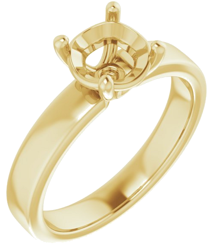 14K Yellow 7 mm Round Solitaire Engagement Ring Mounting (1)