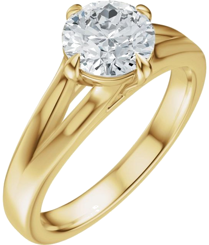 Sužadėtuvių Žiedas „Claw-Prong Split Shank Solitaire“ 14k yellow gold Round 7.4mm (2)