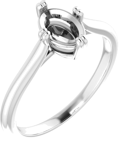 18K White 7x5 mm Oval Solitaire Engagement Ring Mounting (1)