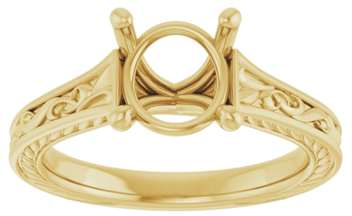 Sužadėtuvių Žiedas „Solitaire Scroll“ 14k yellow gold Round 8.2mm (3)