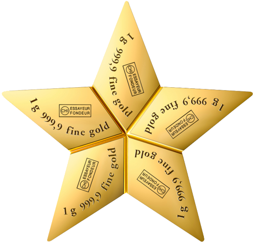 5 x 1 гр CombiBar™ Gold STAR Инвестиционни златни кюлчета Valcambi (1)