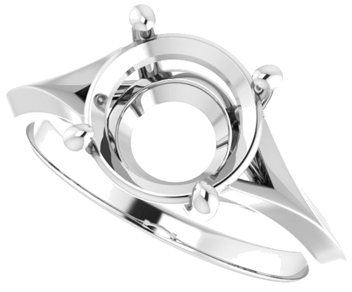 Sužadėtuvių Žiedas „Solitaire Split Shank“ 14k white gold Round 8.8mm (5)
