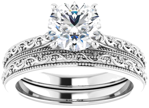 Sužadėtuvių Žiedas „Solitaire“ 585 Baltojo Aukso Round 7mm (8)