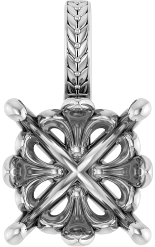 Pakabukas „Floral-Inspired Solitaire“ 14k white gold Cushion 10mm (1)