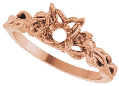 14K Rose 6.5 mm Round Nature-Inspired Engagement Ring Mounting (5)