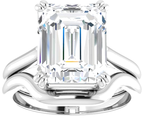Sužadėtuvių Žiedas „Double Claw-Prong Solitaire“ 14k white gold Emerald 11mm x 9mm (8)